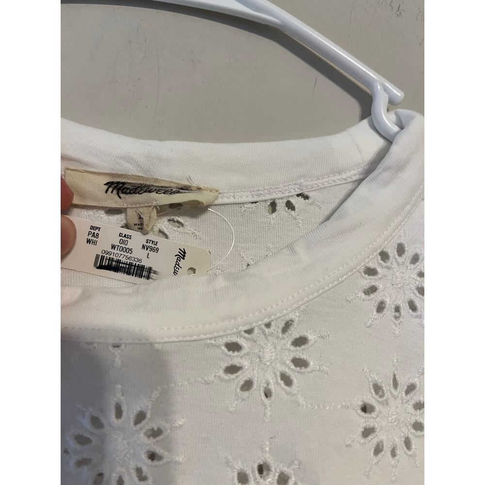 Madewell Embroidered Wide-Sleeve Boxy Tee in White NWT! - Picture 8 of 10